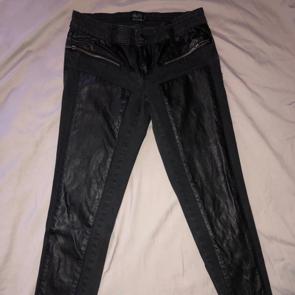 Denim and leather jeans